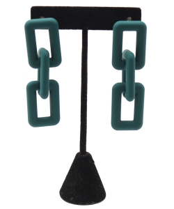 Matte Colored Chain Driop Earings ES700232 TEAL